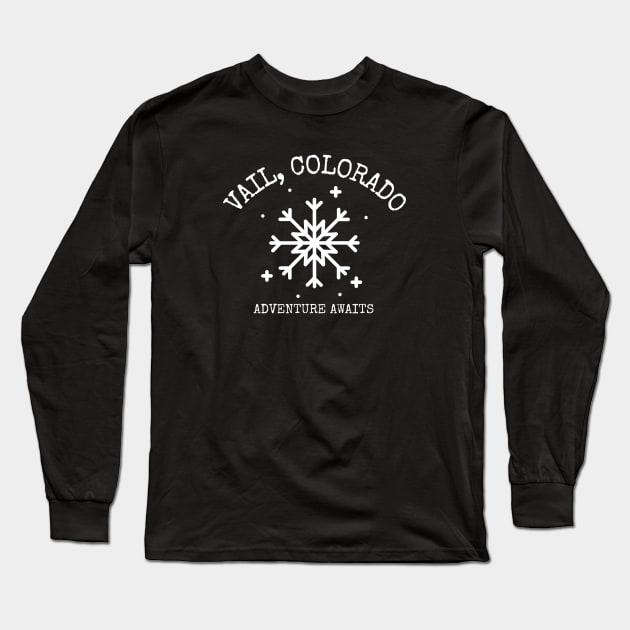 Vail, Colorado Snowflake Long Sleeve T-Shirt by Mountain Morning Graphics